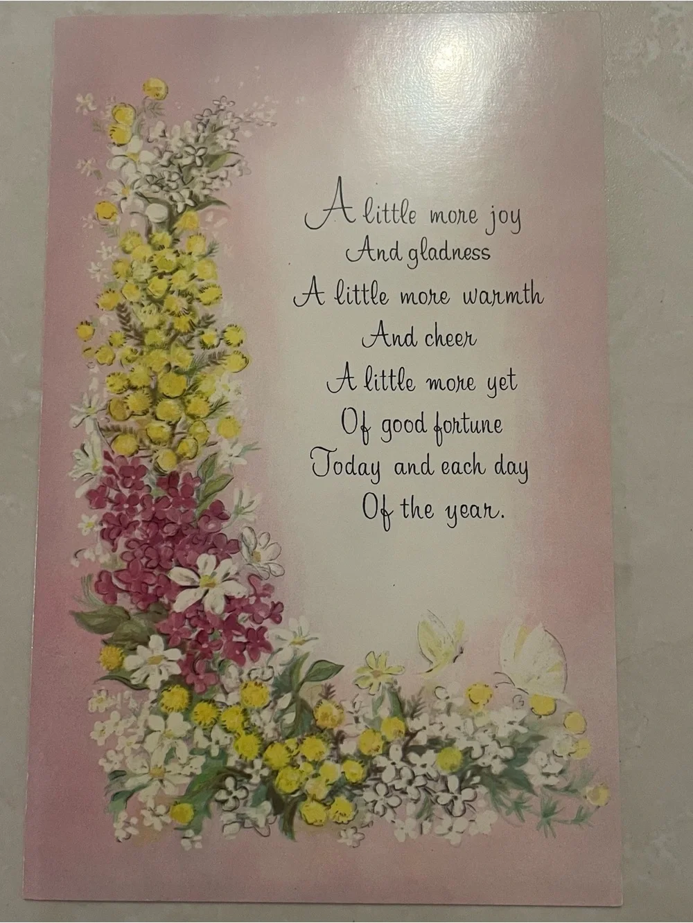 Vintage Floral Greeting Card with White Envelope